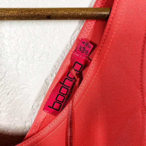 NEW! boohoo Halter Dress Tank Pink Fit & Flare Bubble Gum Sport Stretch - 4 - Picture 3 of 4